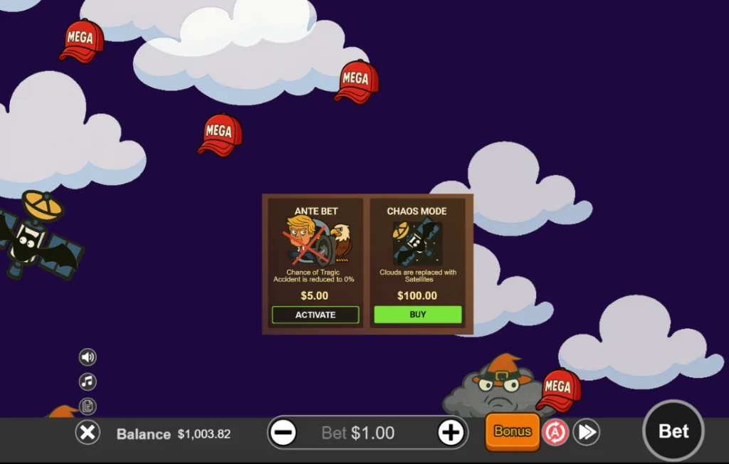 Ante Bet and Chaos Mode options